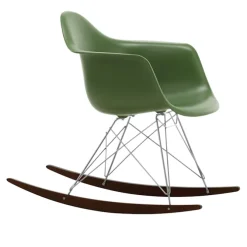 Eames RE Plastic Armchair RAR gyngestol Chrome/Dark Maple