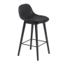 Fiber Bar Stool with Backrest - Wood Base