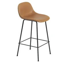 Fiber Bar Stool with Backrest - Tube Base