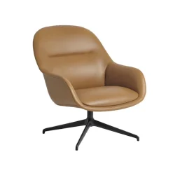 Fiber loungestol med roterende understell refine leather cognac/antrasitt svart