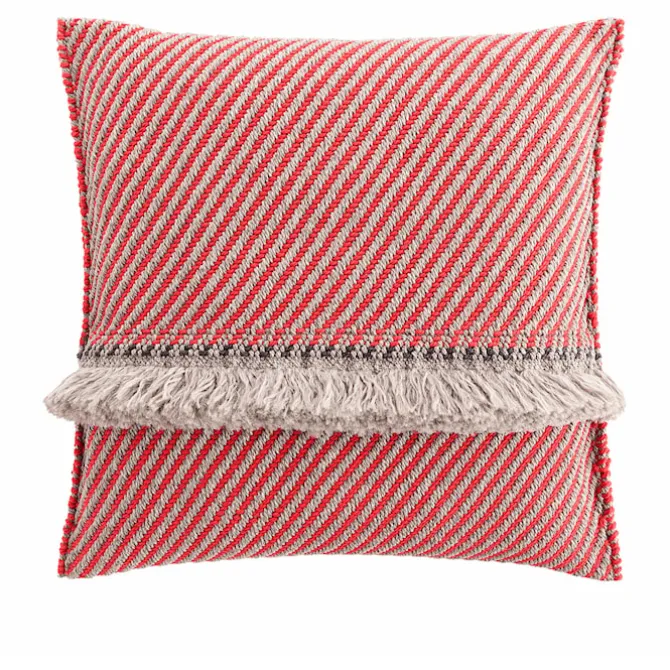 Garden Layers Big Cushion - Diagonal Almond/Red