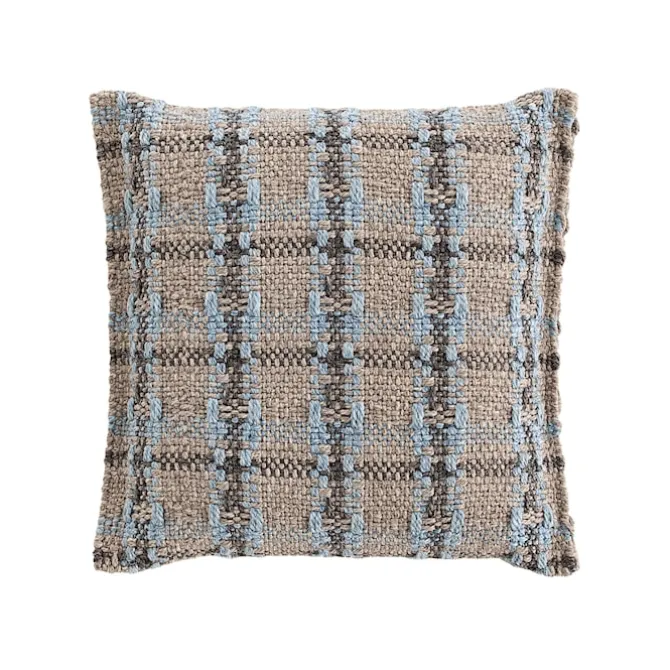 Garden Layers Small Cushion - Checks Blue
