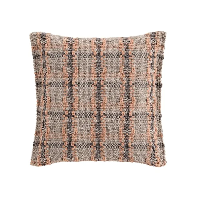 Garden Layers Small Cushion - Checks Terracotta