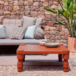 Garden Layers Small Cushion - Checks Terracotta