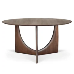 Geometric Dining Table Brown Varnished Teak
