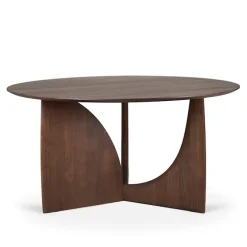 Geometric Dining Table Brown Varnished Teak