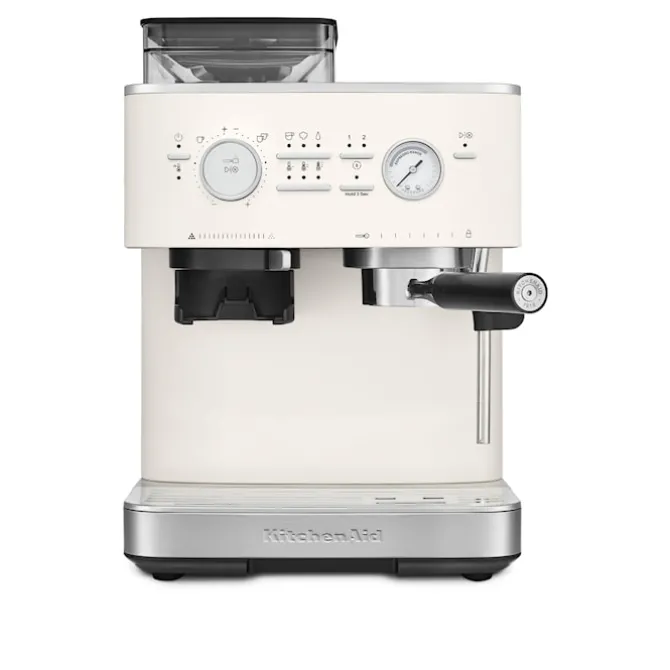 Halvautomatisk espressomaskin med kvern porselen hvit 5KES6551EPL