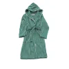 Hooded Bathrobe Teal Green Stripes