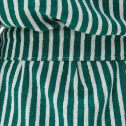 Hooded Bathrobe Teal Green Stripes
