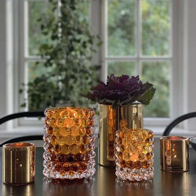 Hurricane Lamp Boule Large Amber