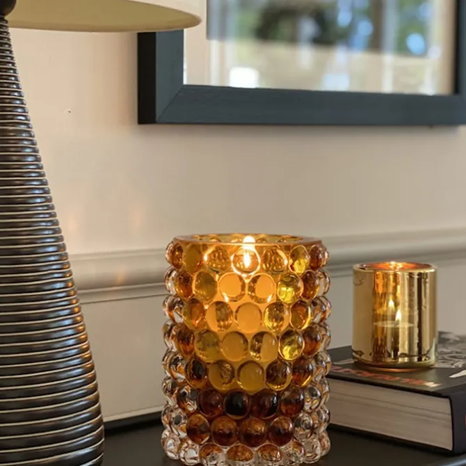 Hurricane Lamp Boule Large Amber