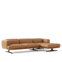 Inland AV42 høyre sjeselong polert aluminium ben noble black leather