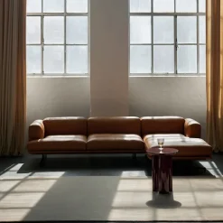 Inland AV42 høyre sjeselong polert aluminium ben noble black leather