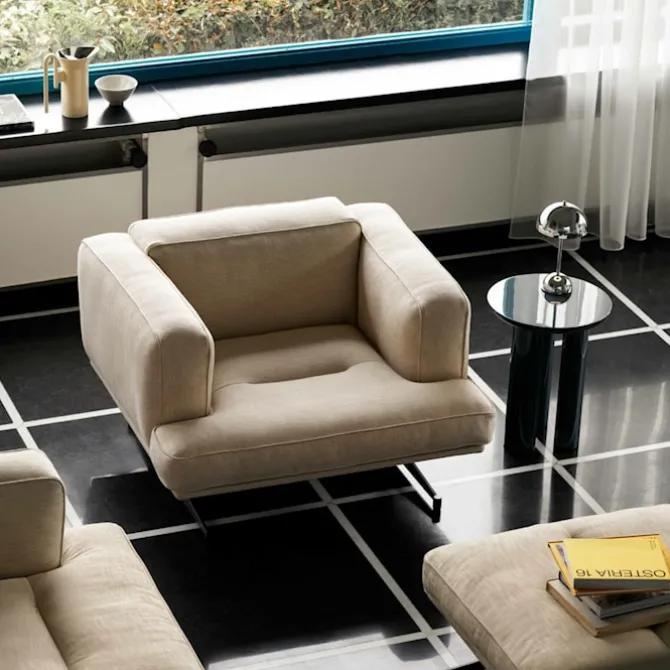 Inland AV21 1-seters sofa polert aluminium ben