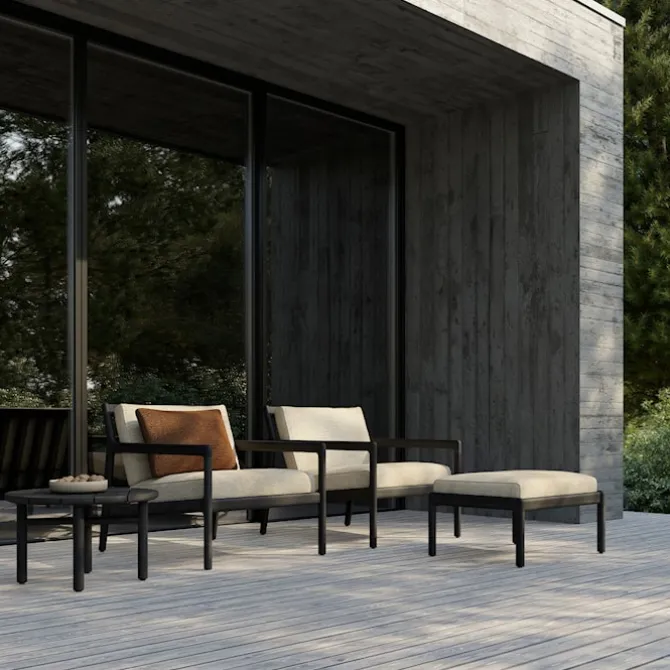 Jack Outdoor Footstool Black Teak