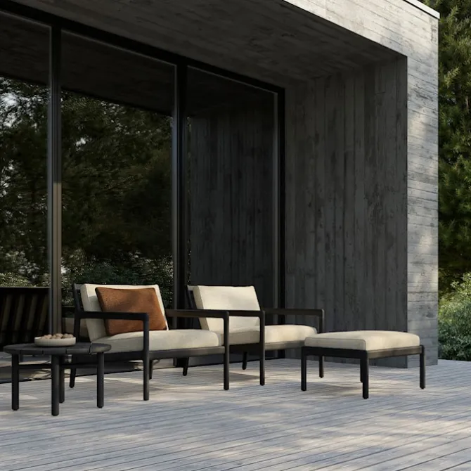 Jack Outdoor Lounge Chair Black Teak