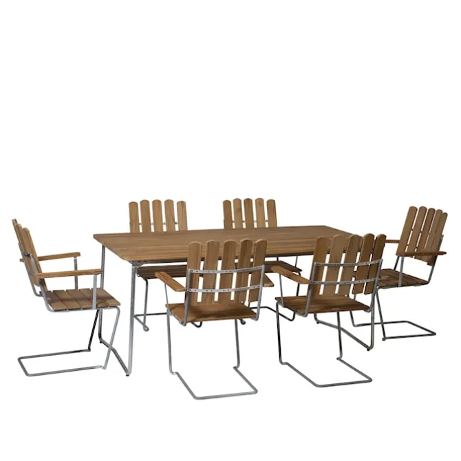 Klassisk serie spisegruppe med bord B31 & 6 lenestoler