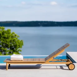 Koster Sun Lounger Teak, Cusion - Greyish Brown Southend