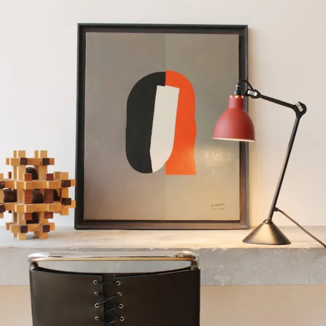 Lampe Gras No205 - Rund - Sort sokkel, Sort