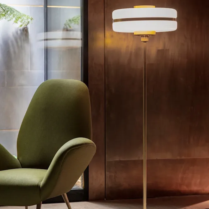 Masina Floor Lamp, Brass/Opal