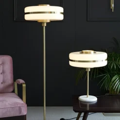 Masina Floor Lamp, Brass/Opal