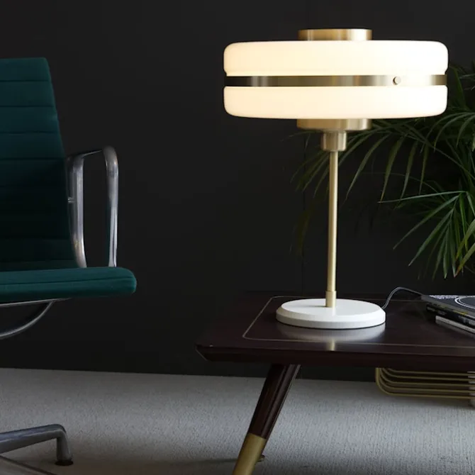 Masina Table Lamp, Brass/Opal