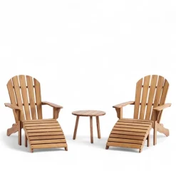 Midsummer round side table & 2 lounge chair with footstool