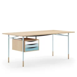 Nyhavn skrivbord 190 cm Cold med lådor Light blue