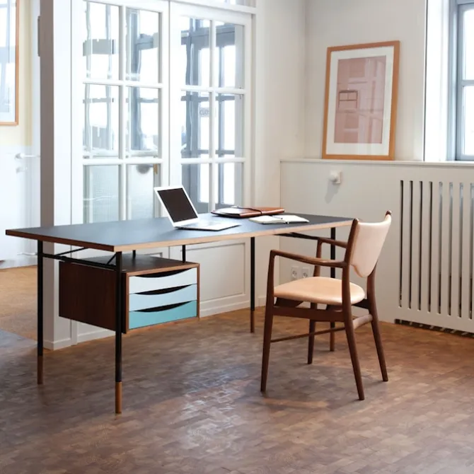 Nyhavn skrivebord 190 cm Cold med skuffer