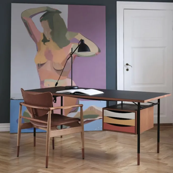 Nyhavn skrivebord 190 cm Cold med skuffer