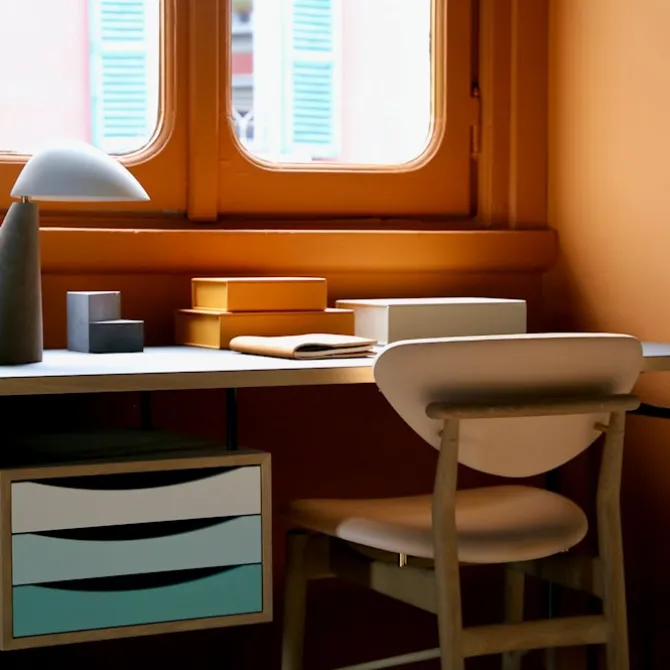 Nyhavn skrivebord 190 cm Warm med skuffer