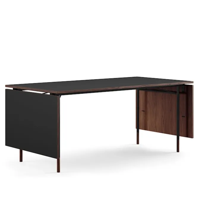 Nyhavn spisebord med klaffar Black Linoleum/Walnut