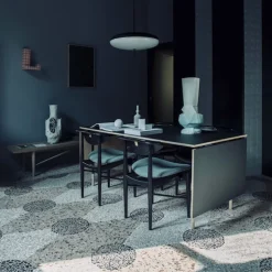 Nyhavn spisebord med klaffar Black Linoleum/Walnut