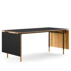 Nyhavn spisebord med klaffar Dark oiled oak/black linoleum
