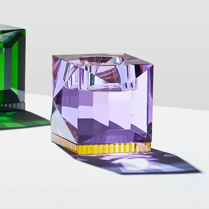 Ophelia T-Light Holder Purple/Yellow