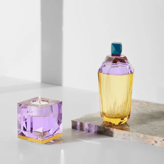Ophelia T-Light Holder Purple/Yellow