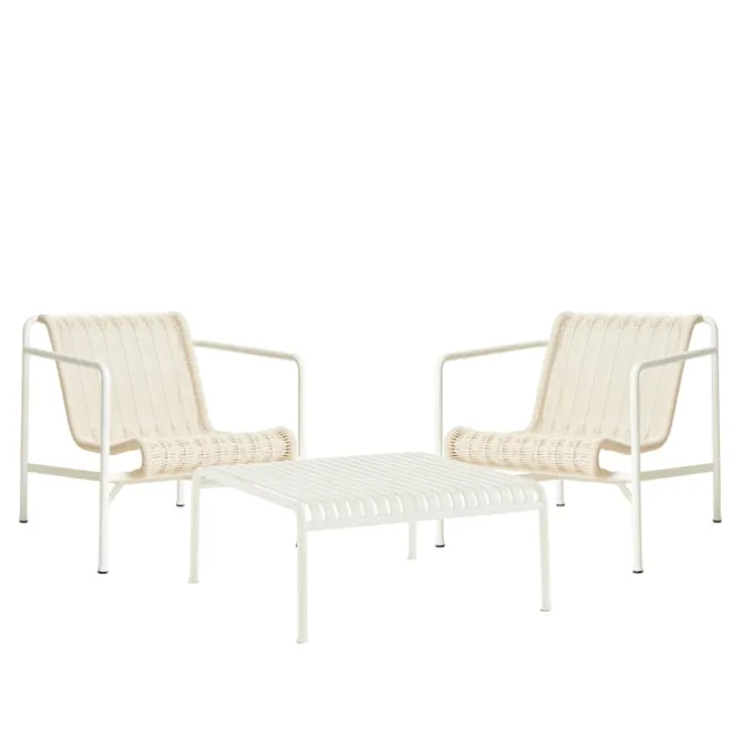Palissade cord loungegruppe med 2 stoler & lavt tredgårdsbord