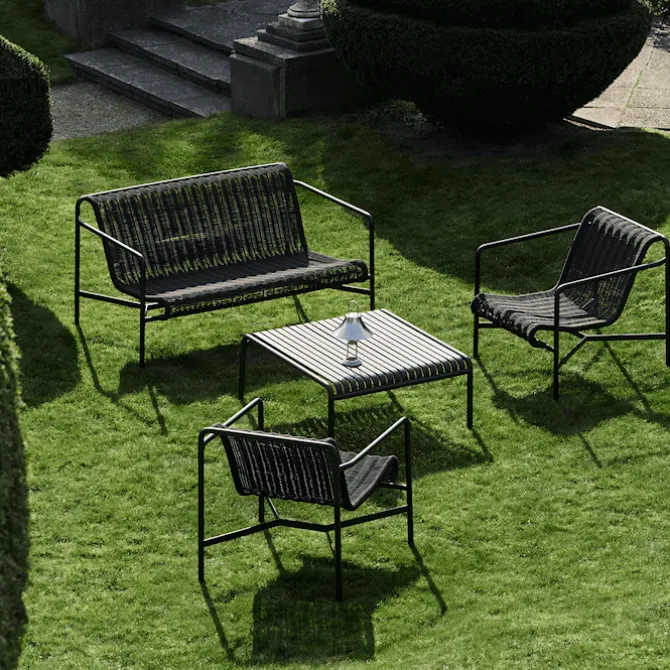 Palissade cord loungegruppe med 2 stoler & lavt tredgårdsbord