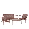 Palissade cord loungegruppe med loungesofa, 2 loungestoler & lavt tredgårdsbord