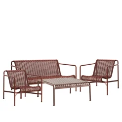 Palissade cord loungegruppe med loungesofa, 2 loungestoler & lavt tredgårdsbord