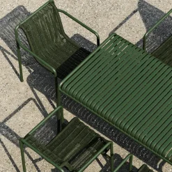 Palissade cord spisegruppe med matbord, 2 karmstoler & 1 hagebenk med armlener