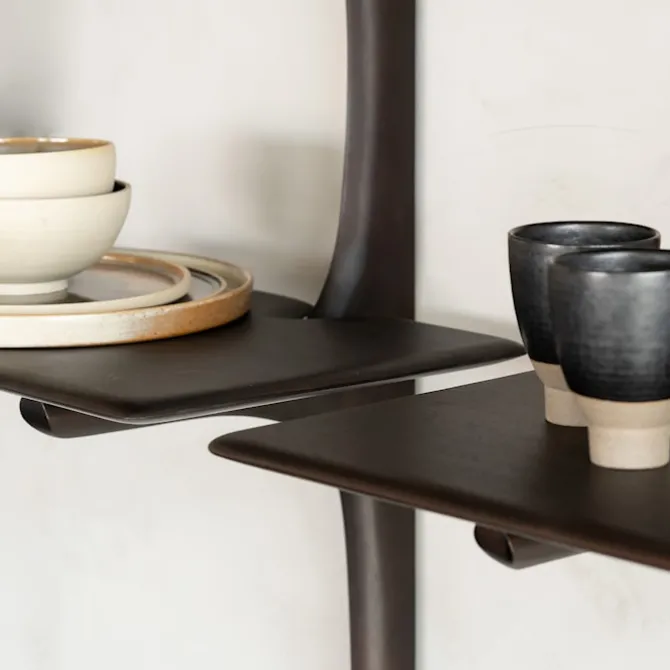 PI Wall Shelf Mahogany Dark Brown
