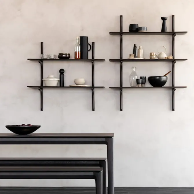 PI Wall Shelf Mahogany Dark Brown