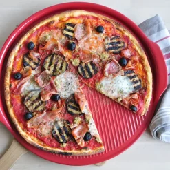 Pizzasten Riflet Ø 40 cm Rød