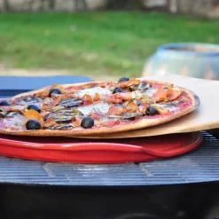 Pizzasten Riflet Ø 40 cm Rød