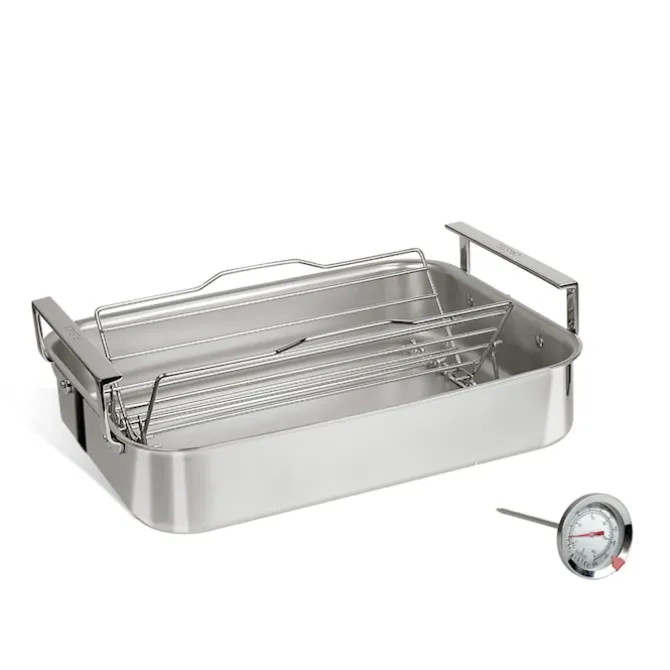 3-Ply Roaster, Stainless Steel Grid & Thermometer