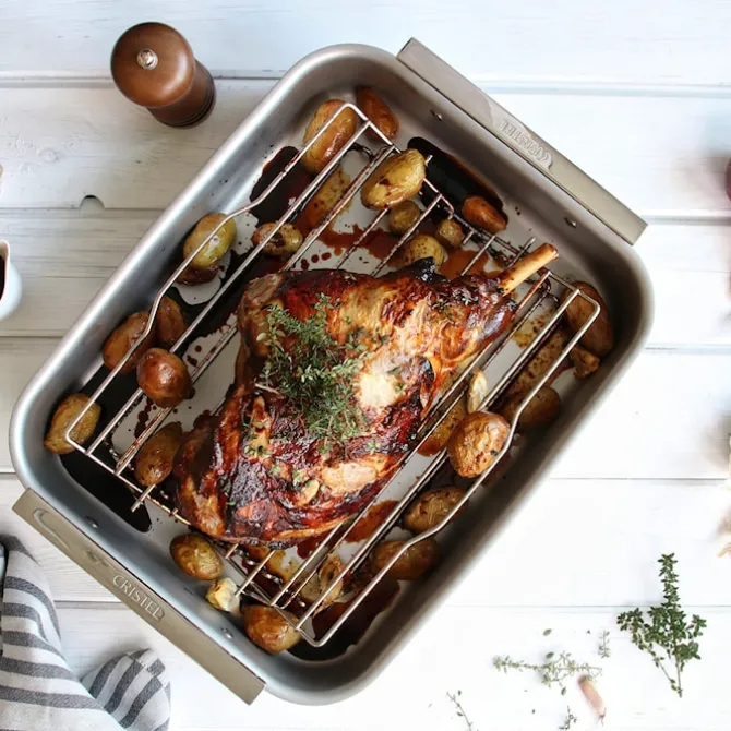 3-Ply Roaster, Stainless Steel Grid & Thermometer