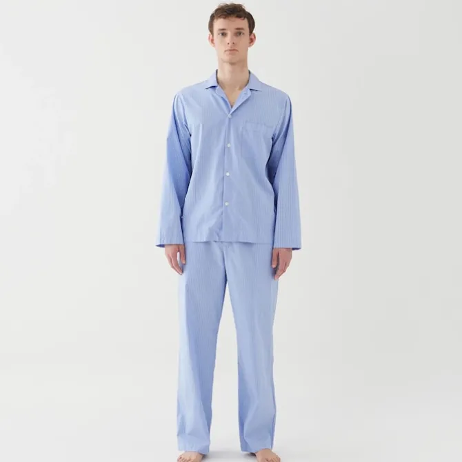 Poplin Pyjamas Pants Blue Pin Stripes