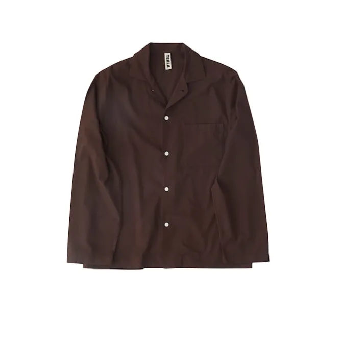 Poplin Pyjamas Shirt Coffee
