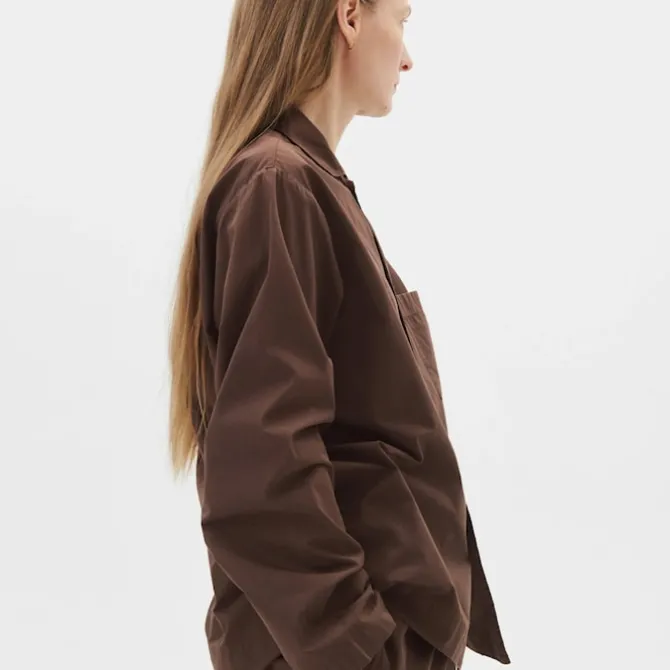Poplin Pyjamas Shirt Coffee